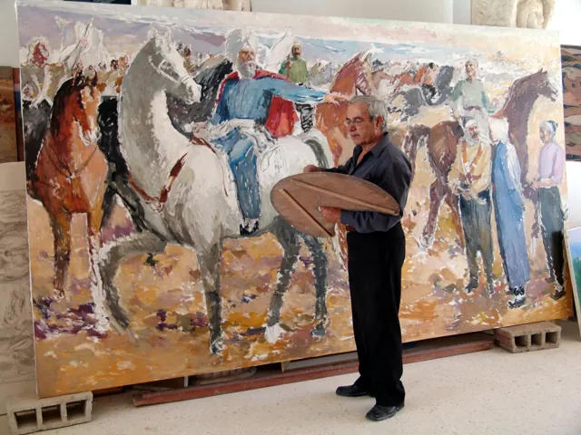 Wahib Bteddini — beside a painting with a palette